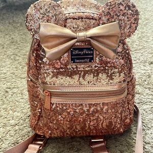 Rose gold Minnie Mouse loungefly backpack mini with sequins all over purse